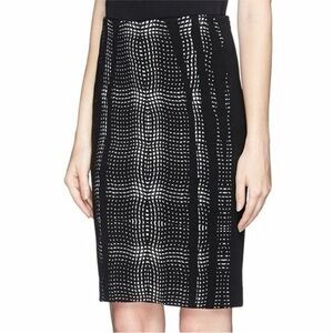 Diane von Furstenberg DVF Black & White Wool Blend Pencil Skirt | Size 6